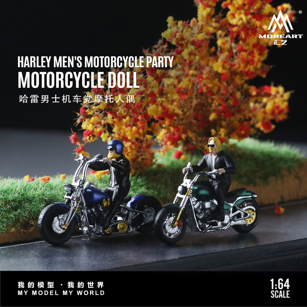 MoreArt 1:64 Harley-Davidson Men's Mororcycle Party Motorcycle + Cyclist Figure (Set A)