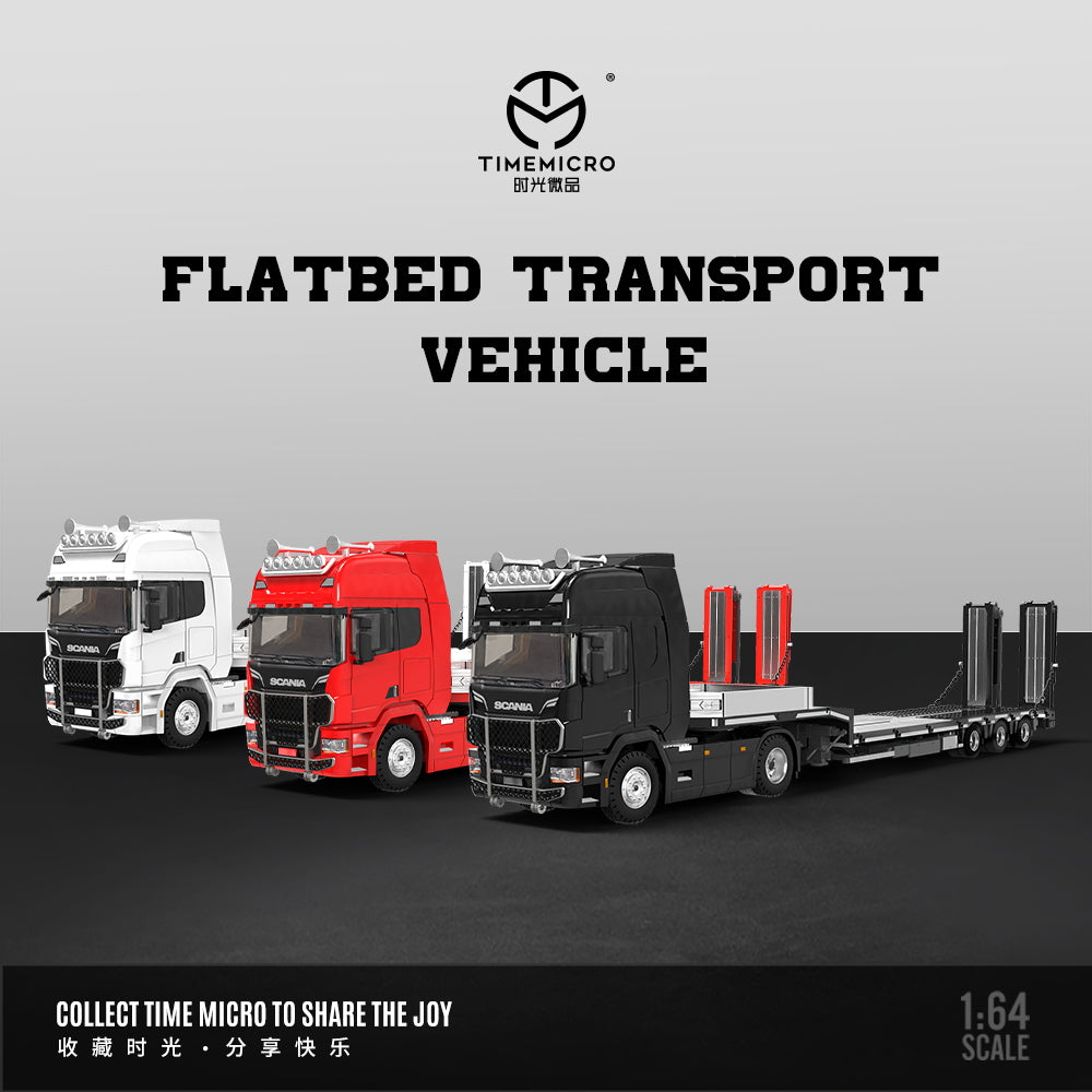 Time Micro 1:64 Scania Flat Bed Trailer Transporter Truck Black