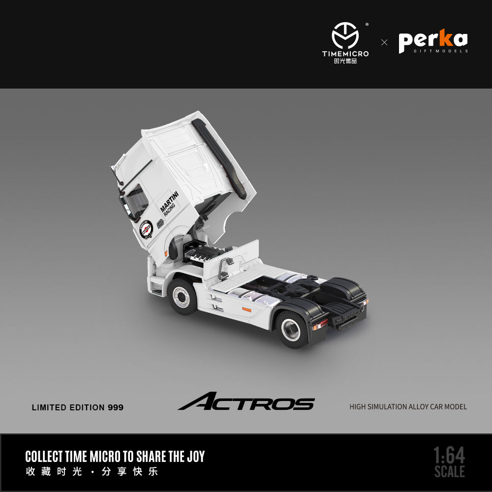 Time Micro x Perka 1:64 Mercedes Actros Container Truck Martini Racing Edition