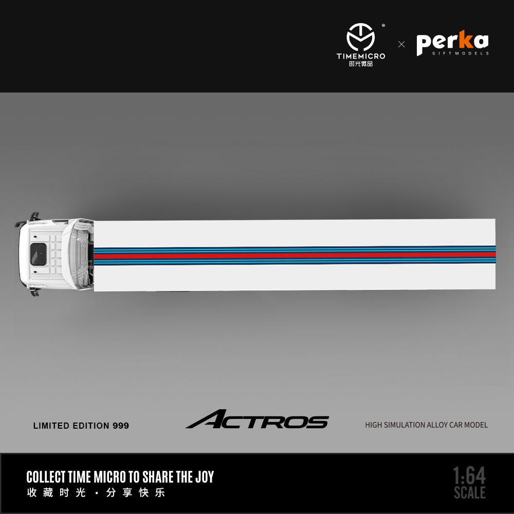 Time Micro x Perka 1:64 Mercedes Actros Container Truck Martini Racing Edition