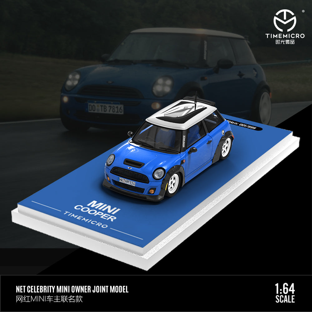 Time Micro 1/64 Mini Cooper Dark Blue and Light Green 2 Cars Set