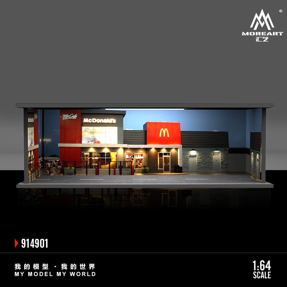 MoreArt 1/64 McDonald's Street Diorama with LED Light