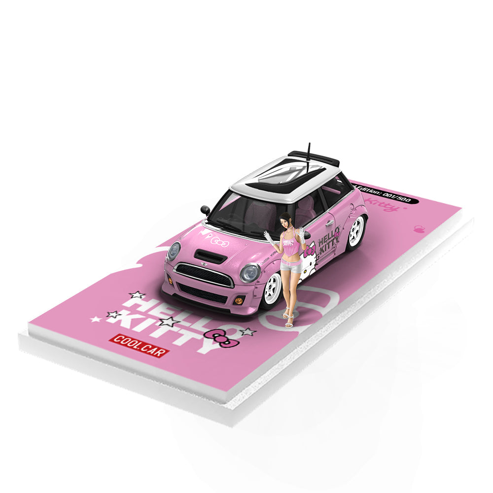 Cool.Car 1:64 Mini Cooper Hello Kitty Pink Edition with Model Girl Figure