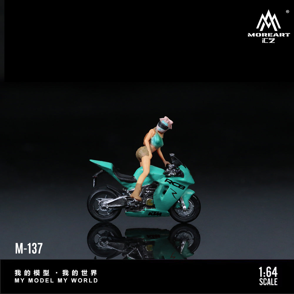 MoreArt 1:64 KTM 1190 Tiffany Blue Girl Motorcycle Doll Figure Set (1 Motorcycle + 1 Figure)