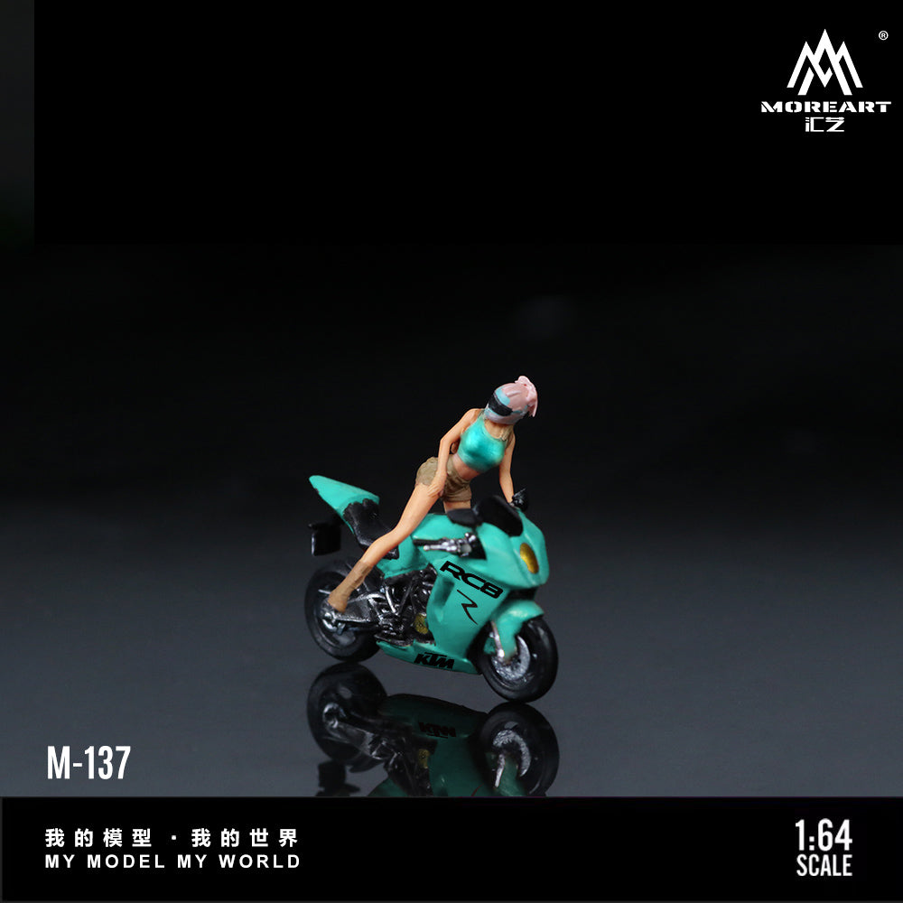 MoreArt 1:64 KTM 1190 Tiffany Blue Girl Motorcycle Doll Figure Set (1 Motorcycle + 1 Figure)