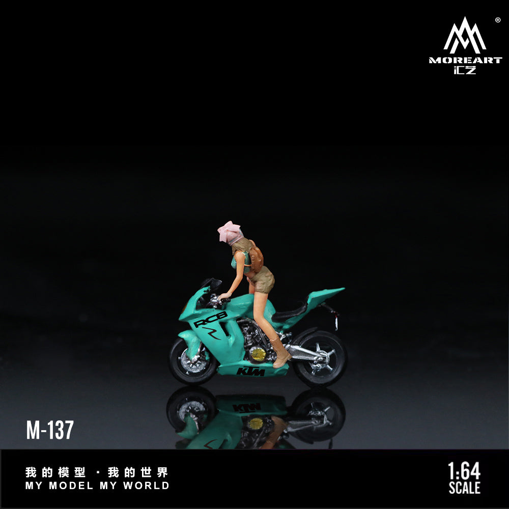 MoreArt 1:64 KTM 1190 Tiffany Blue Girl Motorcycle Doll Figure Set (1 Motorcycle + 1 Figure)