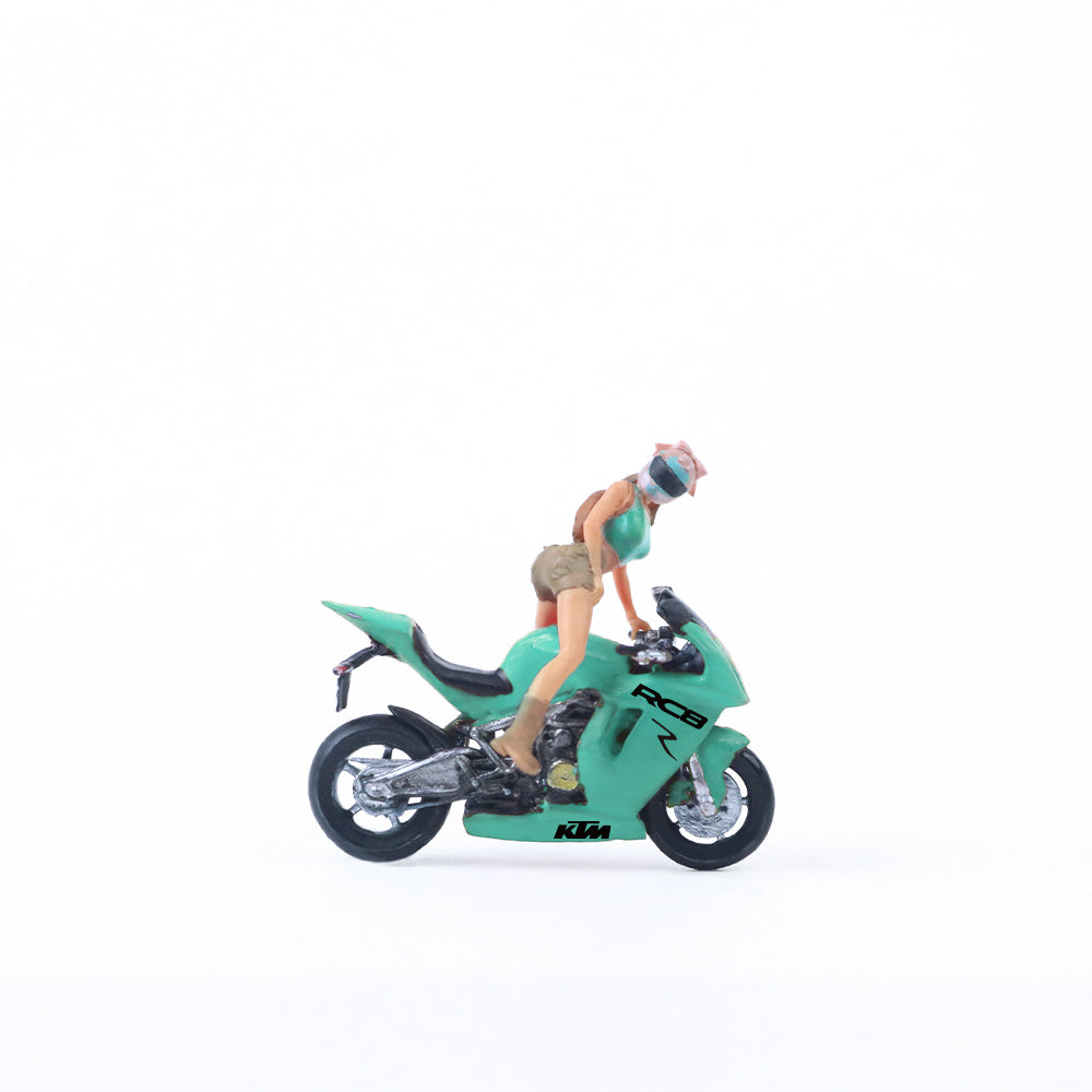 MoreArt 1:64 KTM 1190 Tiffany Blue Girl Motorcycle Doll Figure Set (1 Motorcycle + 1 Figure)