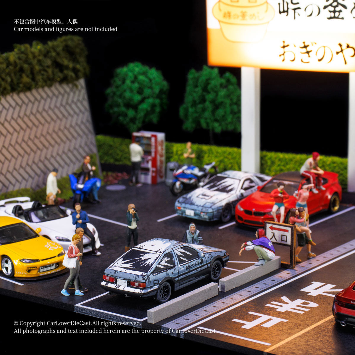 G-Fans 1/64 Initial D JDM Japan Car Parking Lot Scene LED Light Diorama