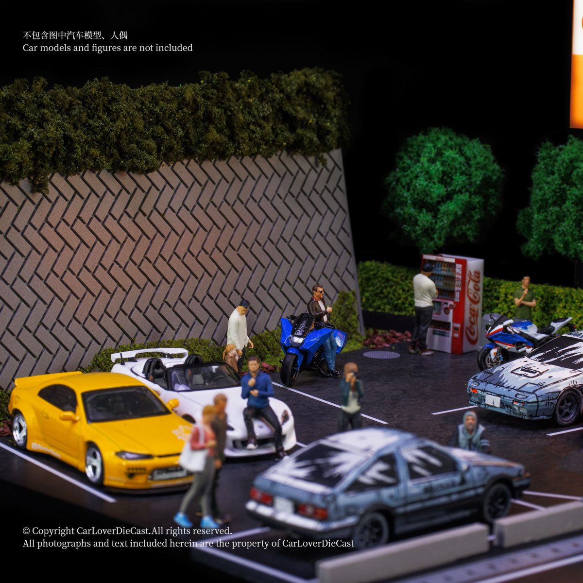 G-Fans 1/64 Initial D JDM Japan Car Parking Lot Scene LED Light Diorama