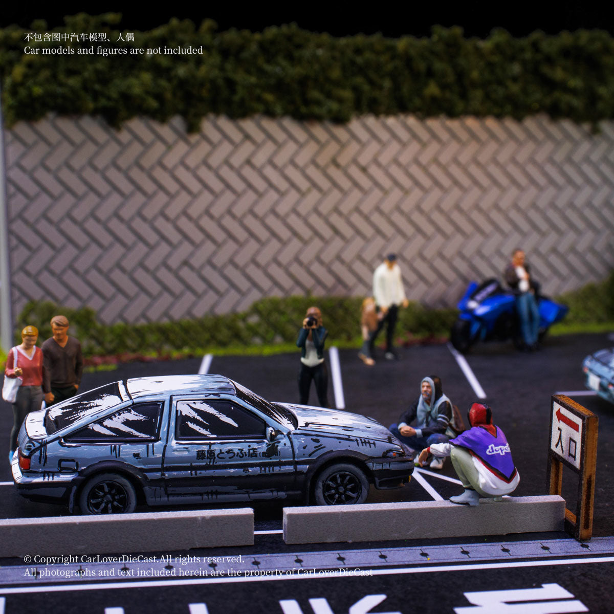 G-Fans 1/64 Initial D JDM Japan Car Parking Lot Scene LED Light Diorama