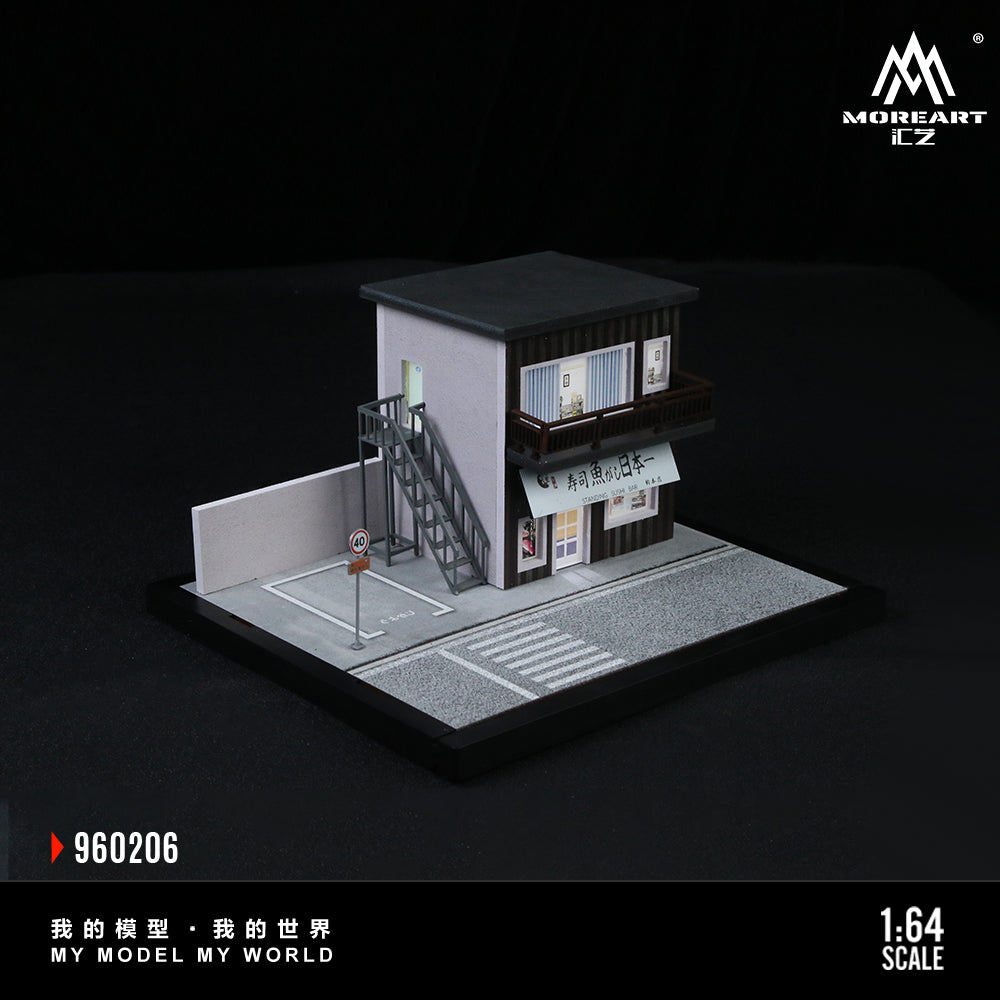 MoreArt 1:64 Street Scene Assembly Series 06 Scene Model LED Light Diorama with Acrylic Case