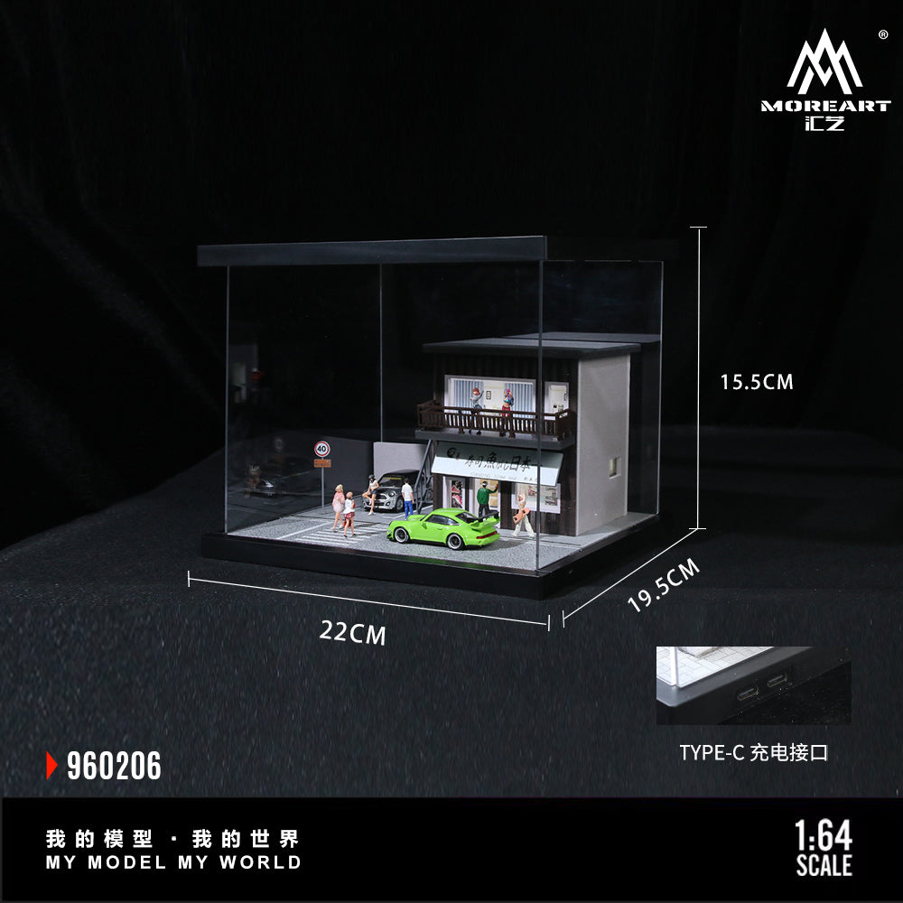 MoreArt 1:64 Street Scene Assembly Series 06 Scene Model LED Light Diorama with Acrylic Case
