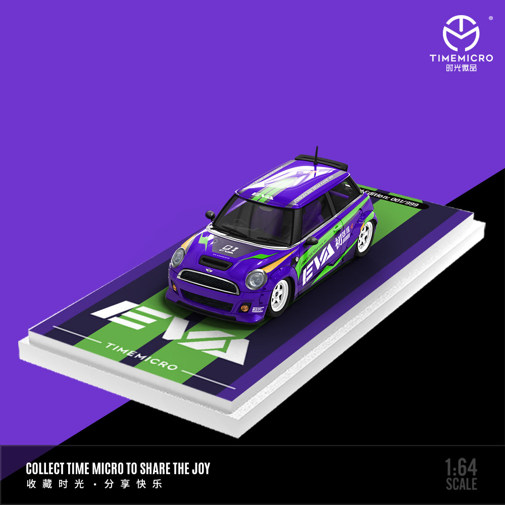 Time Micro 1/64 Mini Cooper Japanese Anime Neon Genesis Evangelion Eva 01 Purple Edition
