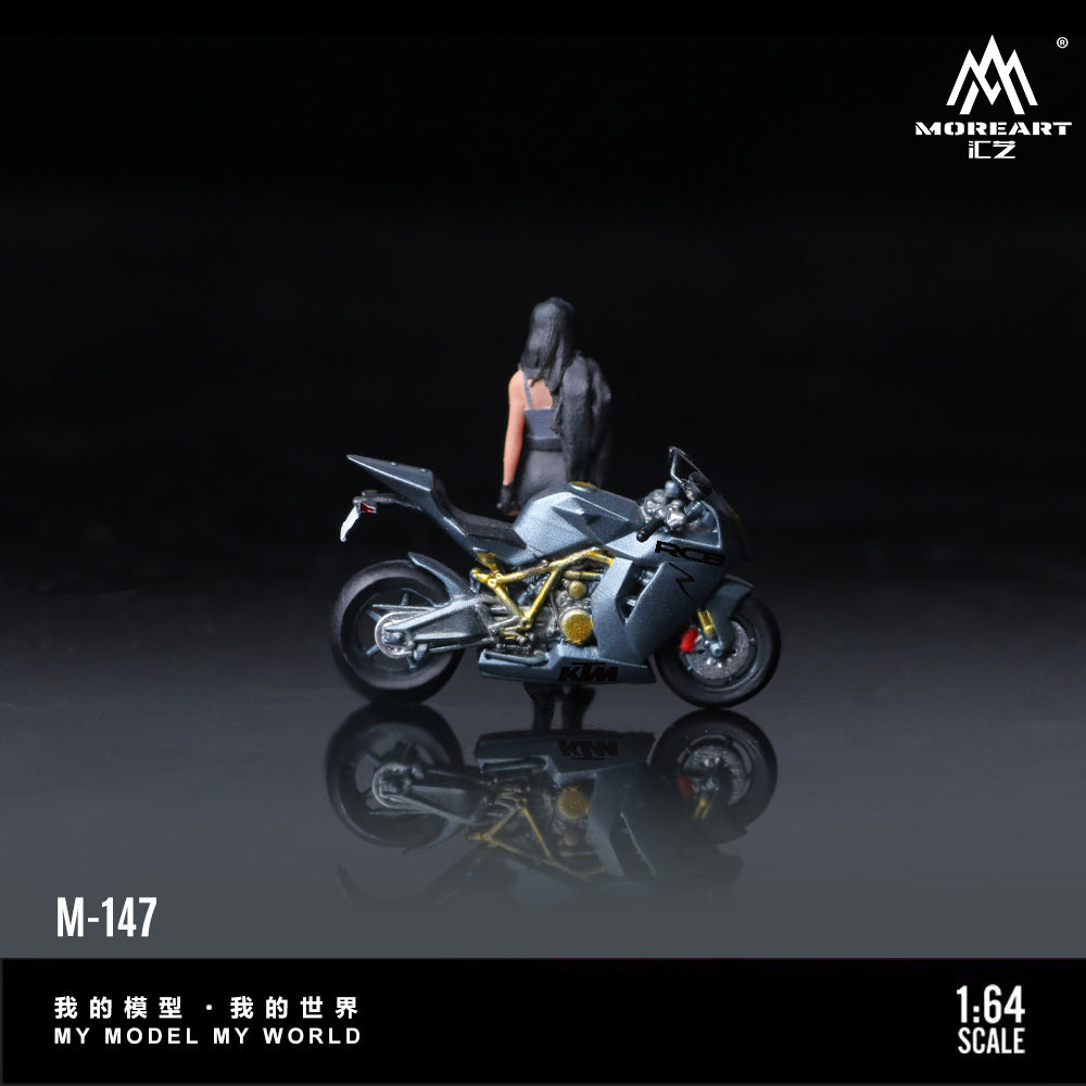 MoreArt 1:64 KTM 1190 Grey Pretty Girl Motorcycle Doll Figure Set (1 Motorcycle + 1 Figure)