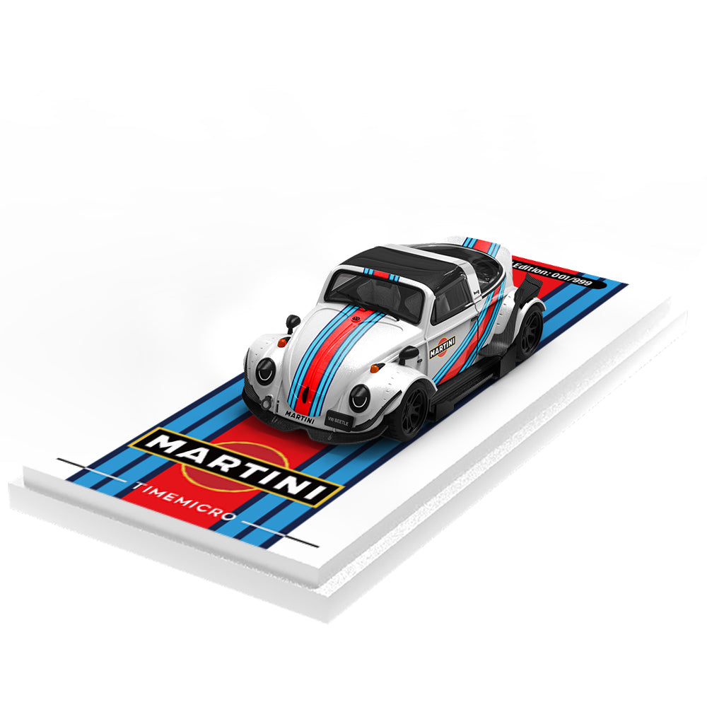 Time Micro 1/64 Car Hauler Trailer Set Martini Edition- Mercedes Benz G-Class G550 & Volkswagen Beetle & Trailer