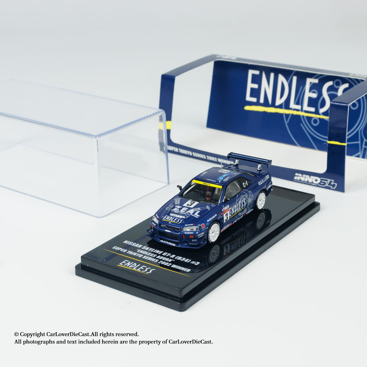 INNO64 1:64 NISSAN SKYLINE GT-R (R34) #3 ENDLESS ADVAN 2002 (IN64-R34-STS02W)