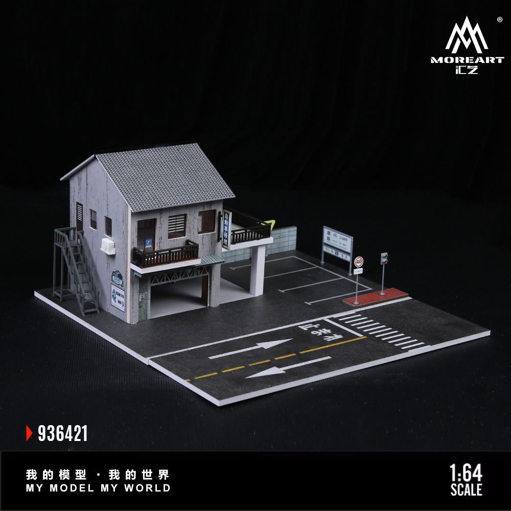 MoreArt 1:64 Japanese Auto Repair Shop Scene Model LED Light Diorama
