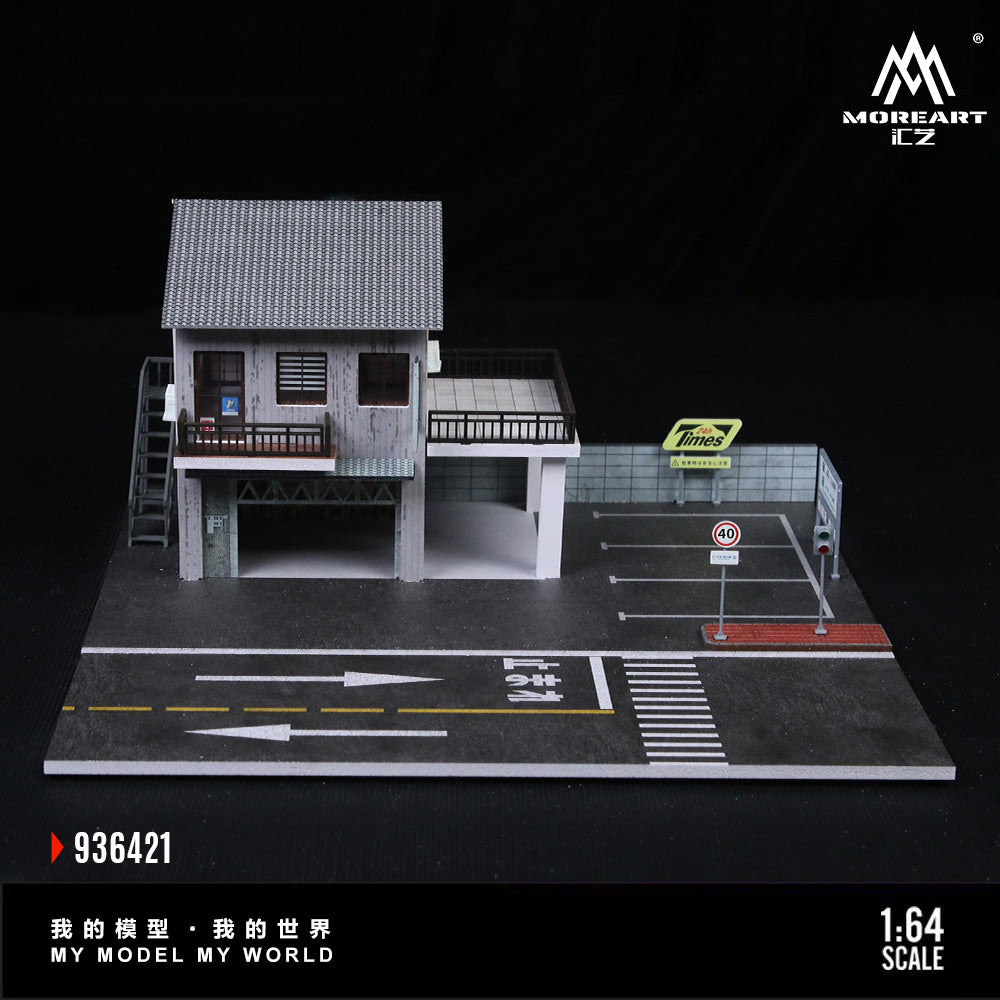 MoreArt 1:64 Japanese Auto Repair Shop Scene Model LED Light Diorama