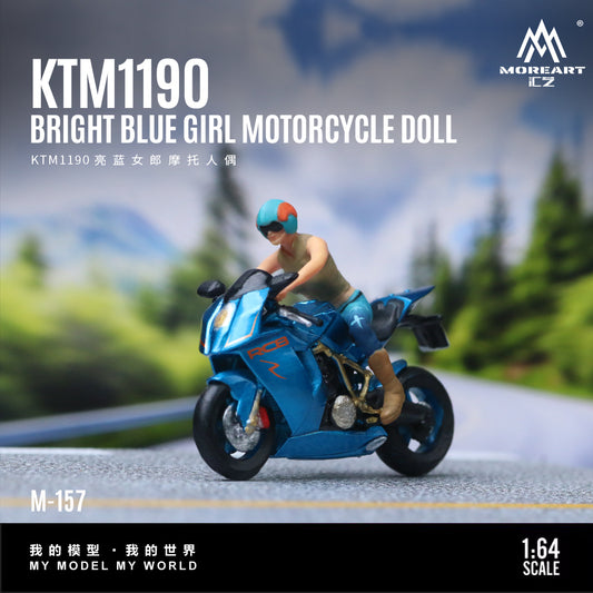 MoreArt 1:64 KTM 1190 Bright Blue Girl Motorcycle Doll Figure Set (1 Motorcycle + 1 Figure)