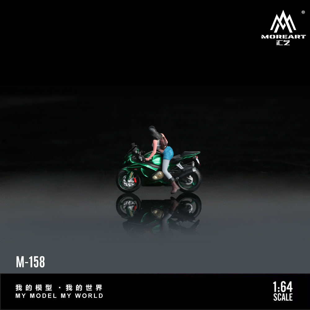 MoreArt 1:64 Suzuki Green Magic Motorcycle Girl Doll Set (1 Motorcycle + 1 Figure)