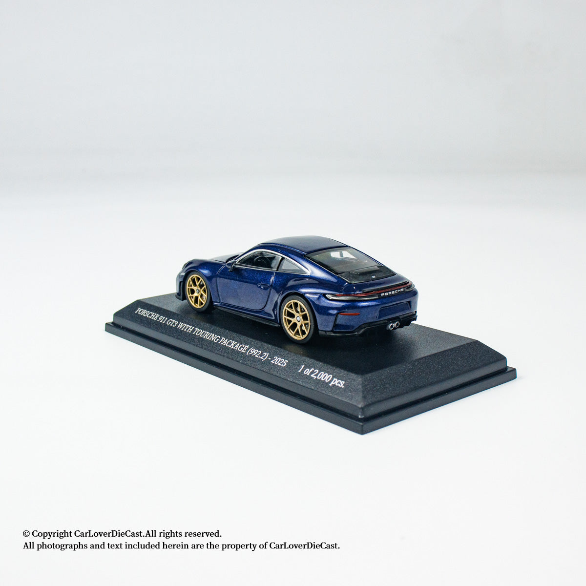 MINICHAMPS 1:64 PORSCHE 911 (992.2) GT3 TOURING - 2025 - BLUE METALLIC - EXCLUSIVE FOR CLDC