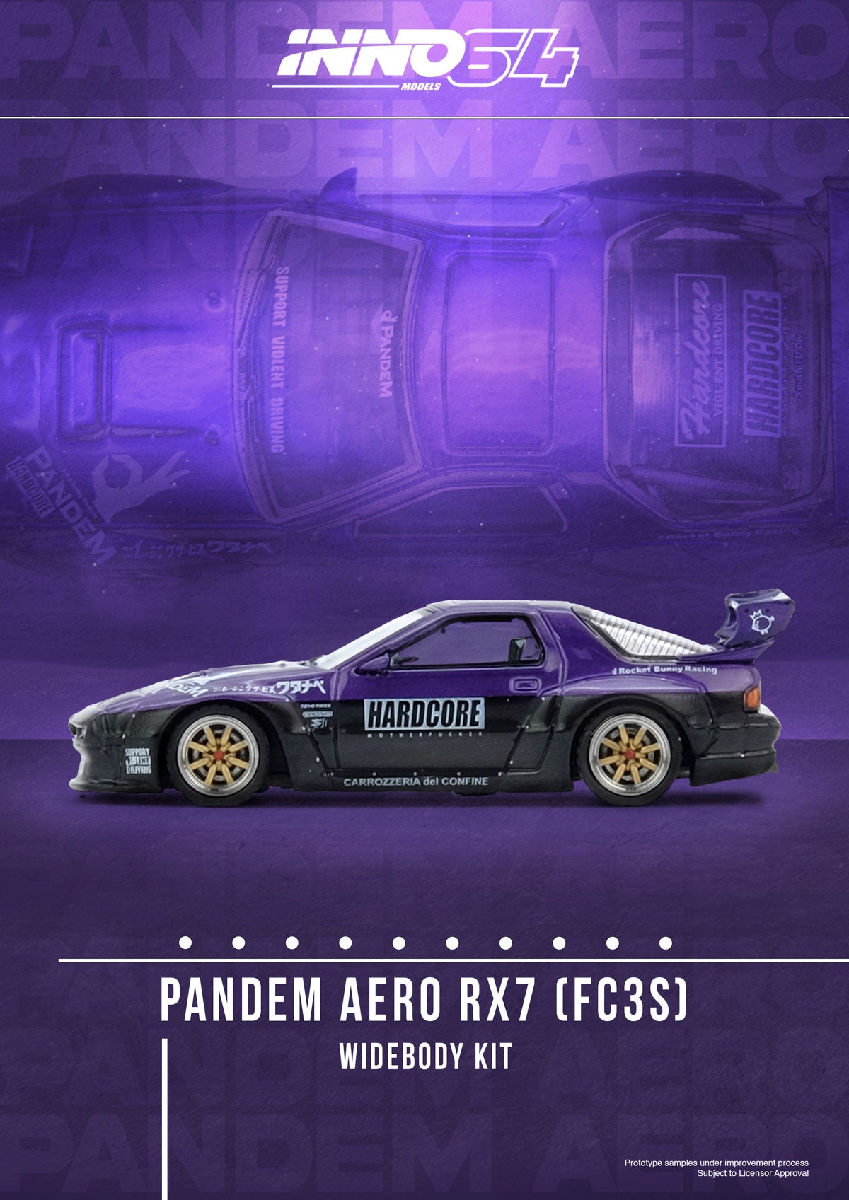 INNO64 1:64 MAZDA RX7 (FC3S) PANDEM ROCKET BUNNY Purple (IN64-RX7FCP-PB)