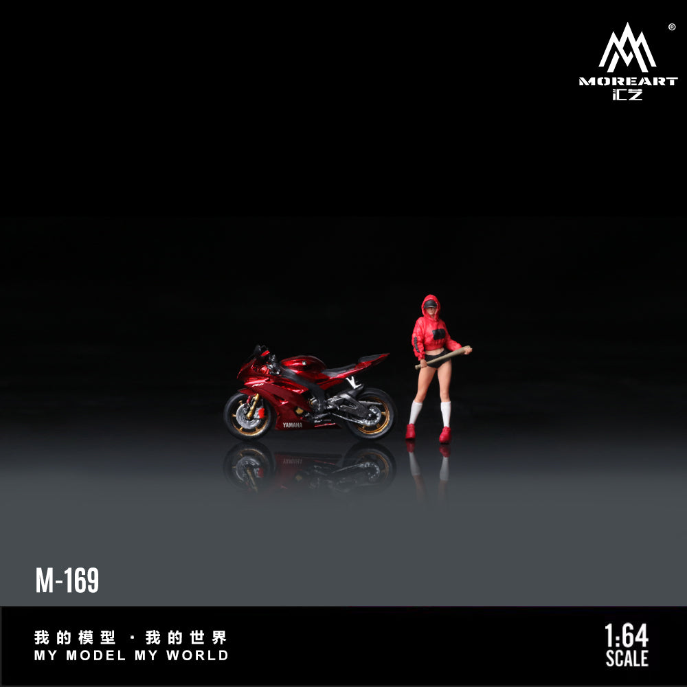 MoreArt 1:64 Yamaha R6 Baseball Girl Motorcycle Doll Set (1 Motorcycle + 1 Figure)