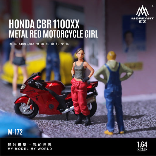 MoreArt 1:64 Honda CBR 1100XX Metal Red Motorcycle Doll Set (1 Motorcycle + 1 Figure)