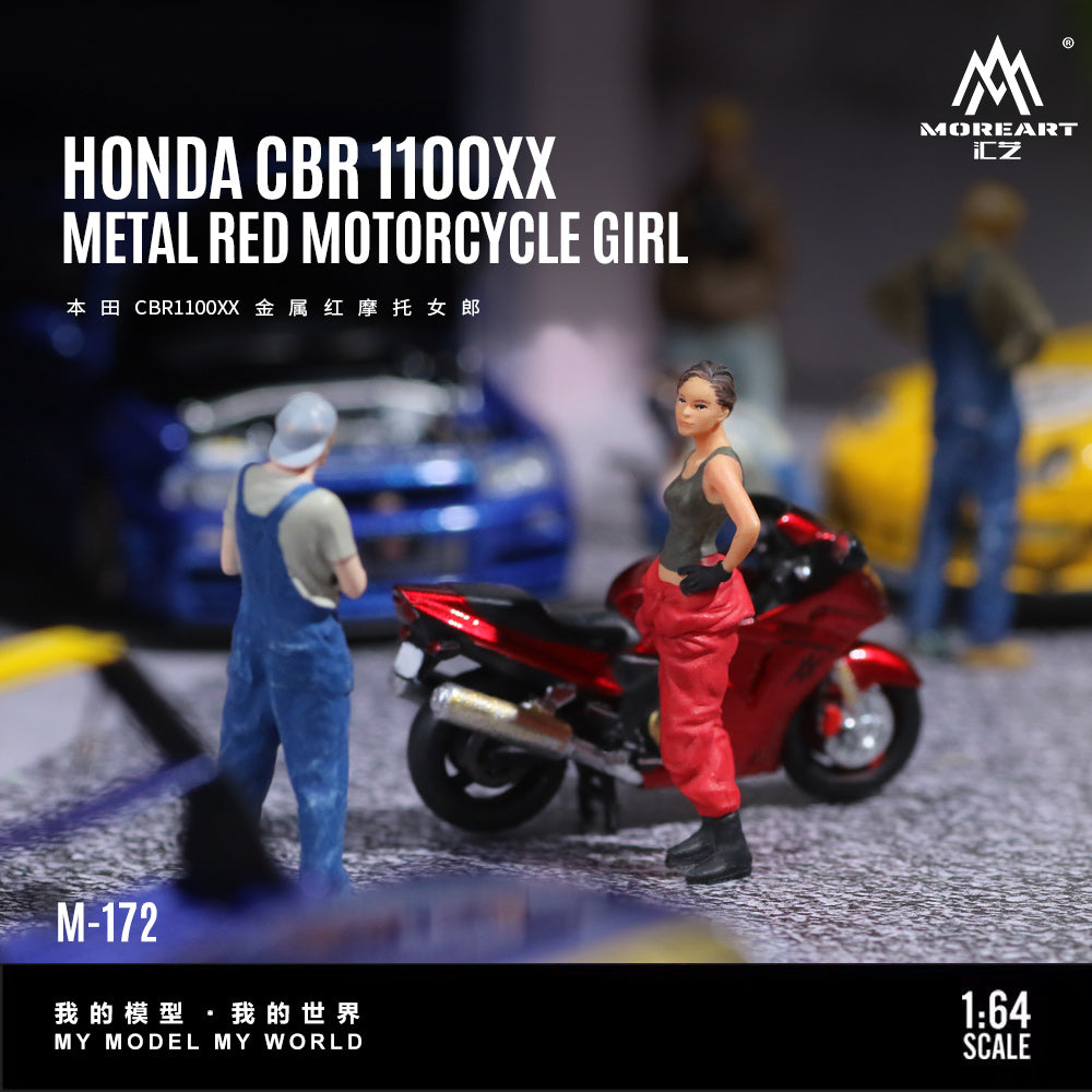 MoreArt 1:64 Honda CBR 1100XX Metal Red Motorcycle Doll Set (1 Motorcycle + 1 Figure)