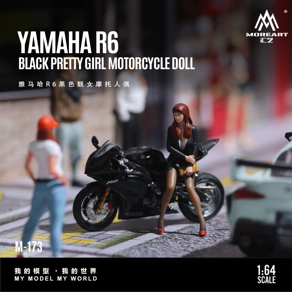 MoreArt 1:64 Yamaha R6 Black Pretty Girl Motorcycle Doll Set (1 Motorcycle + 1 Figure)