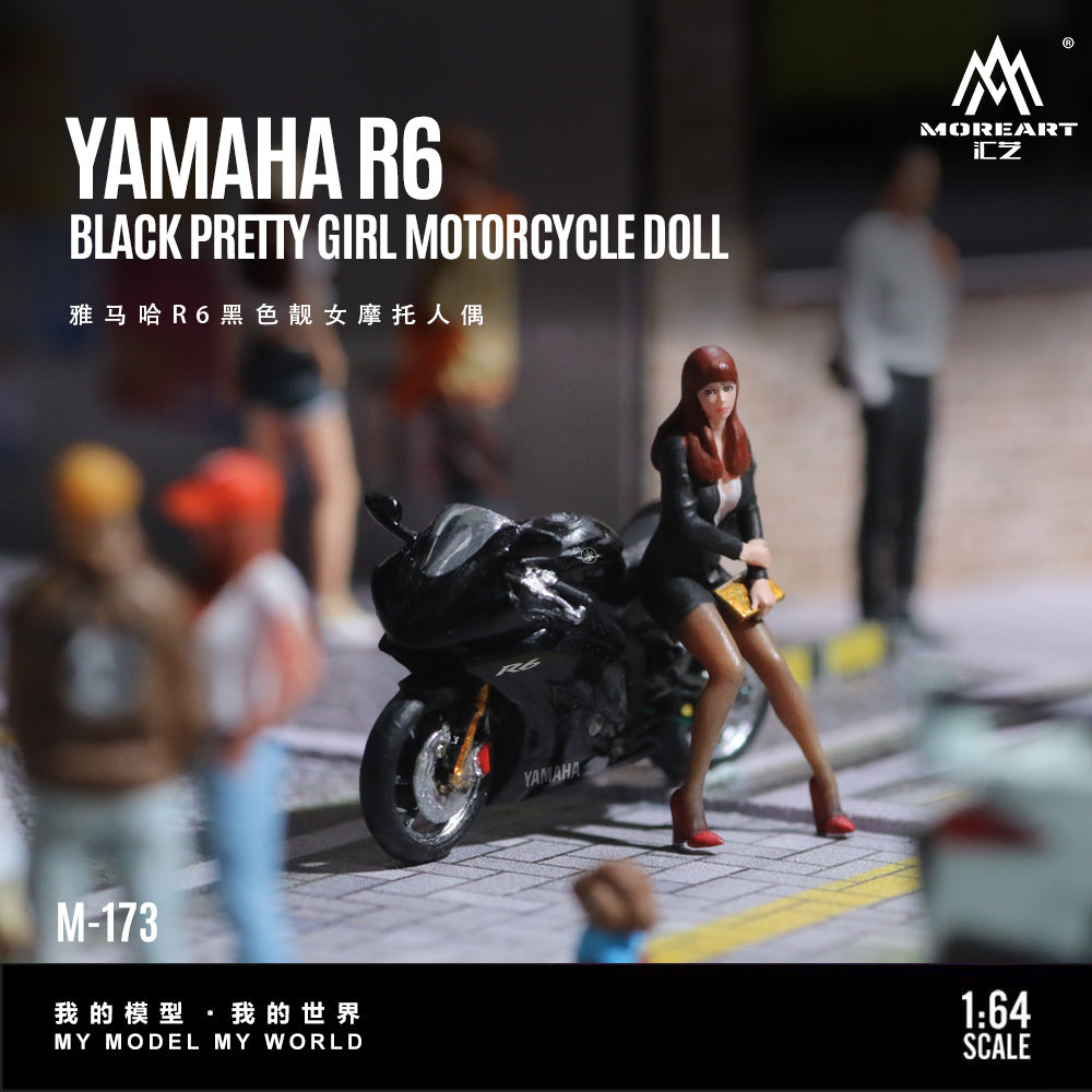 MoreArt 1:64 Yamaha R6 Black Pretty Girl Motorcycle Doll Set (1 Motorcycle + 1 Figure)