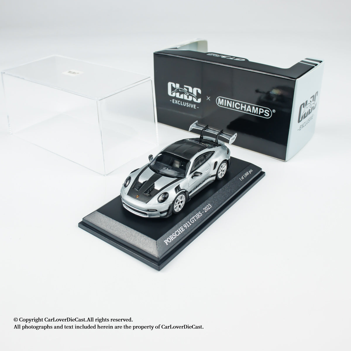 MINICHAMPS 1:64 PORSCHE 911 (992) GT3 RS - 2024 - FISHSILVER METALLIC W WEISSACH - EXCLUSIVE FOR CLDC