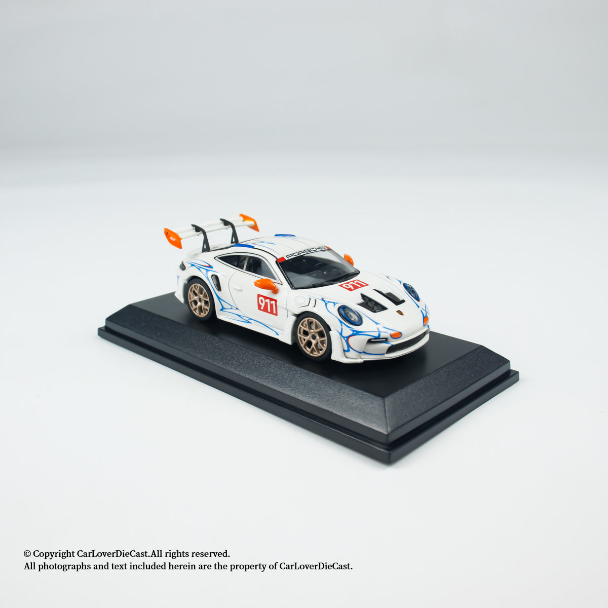MINICHAMPS 1:64 PORSCHE 911 (992) GT3 RS - 2024 - WHITE W ORANGE ACCENTS - EXCLUSIVE FOR CLDC