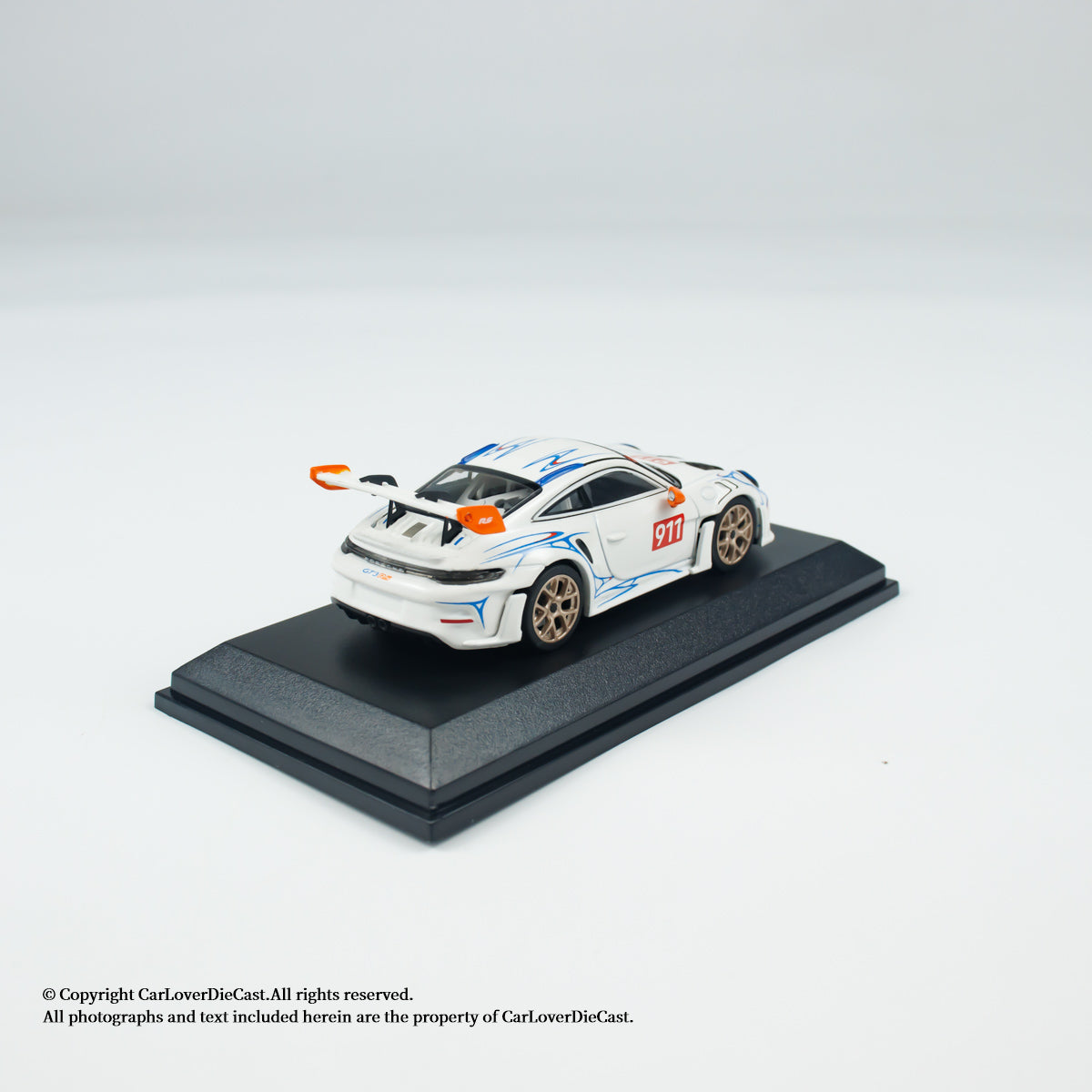 MINICHAMPS 1:64 PORSCHE 911 (992) GT3 RS - 2024 - WHITE W ORANGE ACCENTS - EXCLUSIVE FOR CLDC