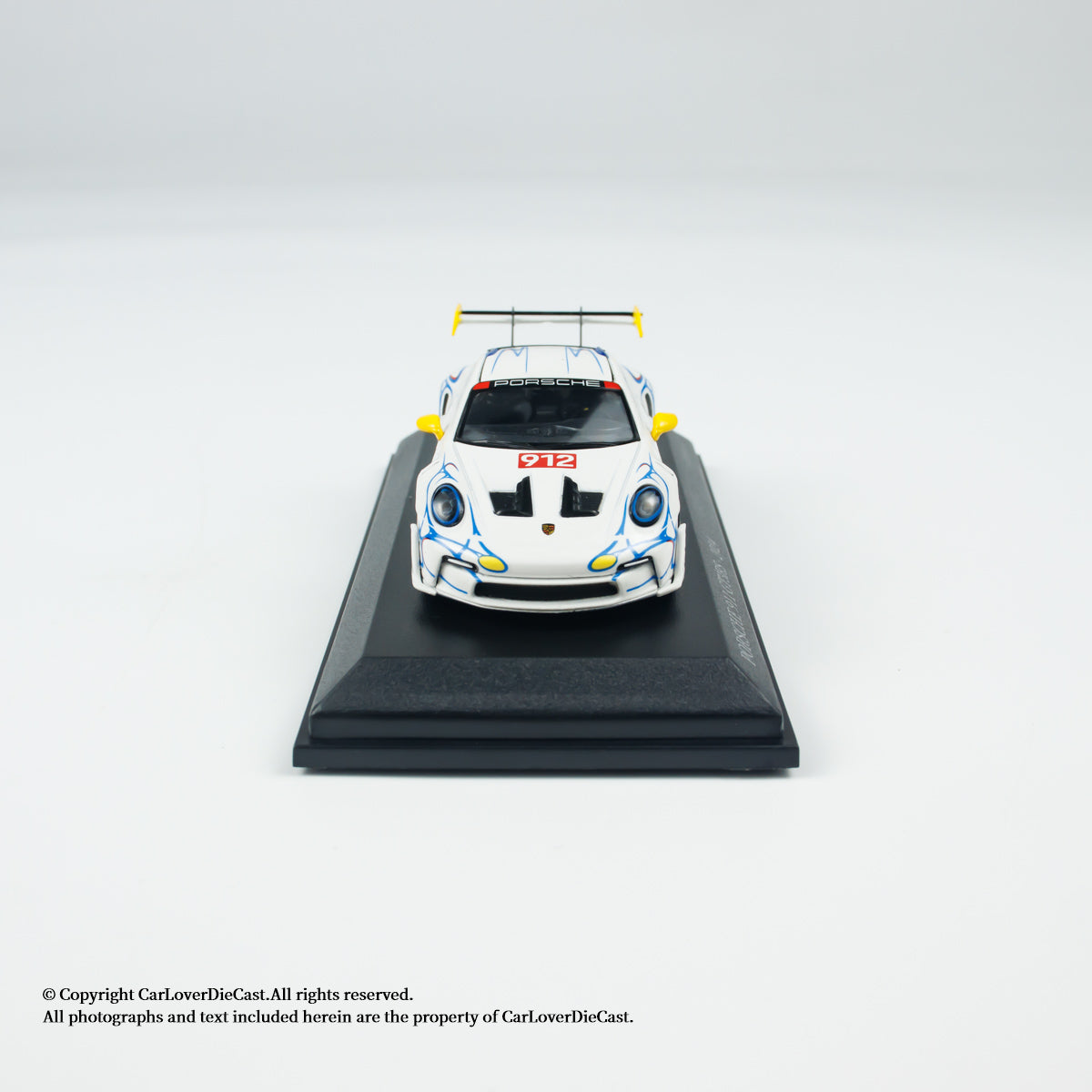 MINICHAMPS 1:64 PORSCHE 911 (992) GT3 RS - 2024 - WHITE W YELLOW ACCENTS - EXCLUSIVE FOR CLDC