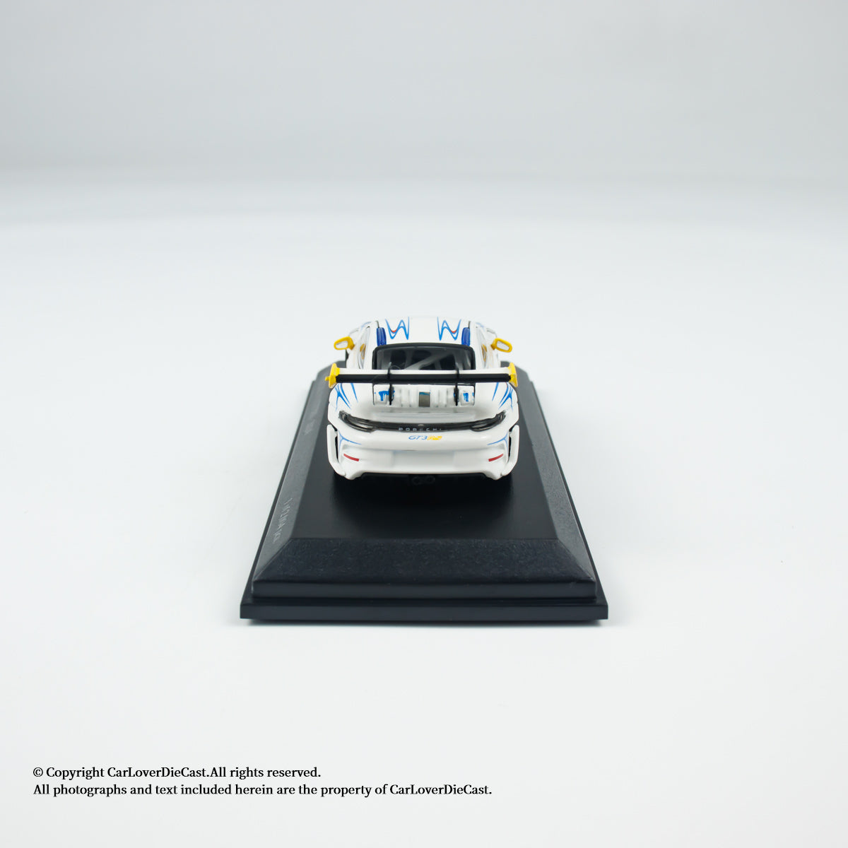 MINICHAMPS 1:64 PORSCHE 911 (992) GT3 RS - 2024 - WHITE W YELLOW ACCENTS - EXCLUSIVE FOR CLDC