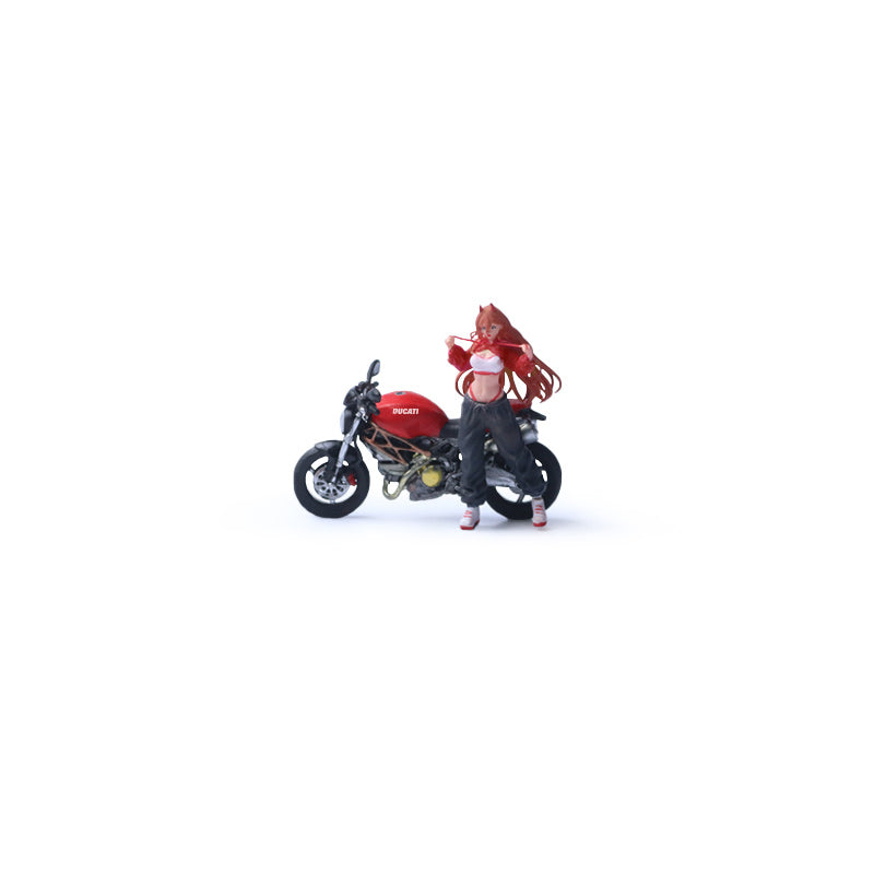 MoreArt 1:64 Ducati Monster 696 Red Girl Motorcycle Doll Set (1 Motorcycle + 1 Figure)