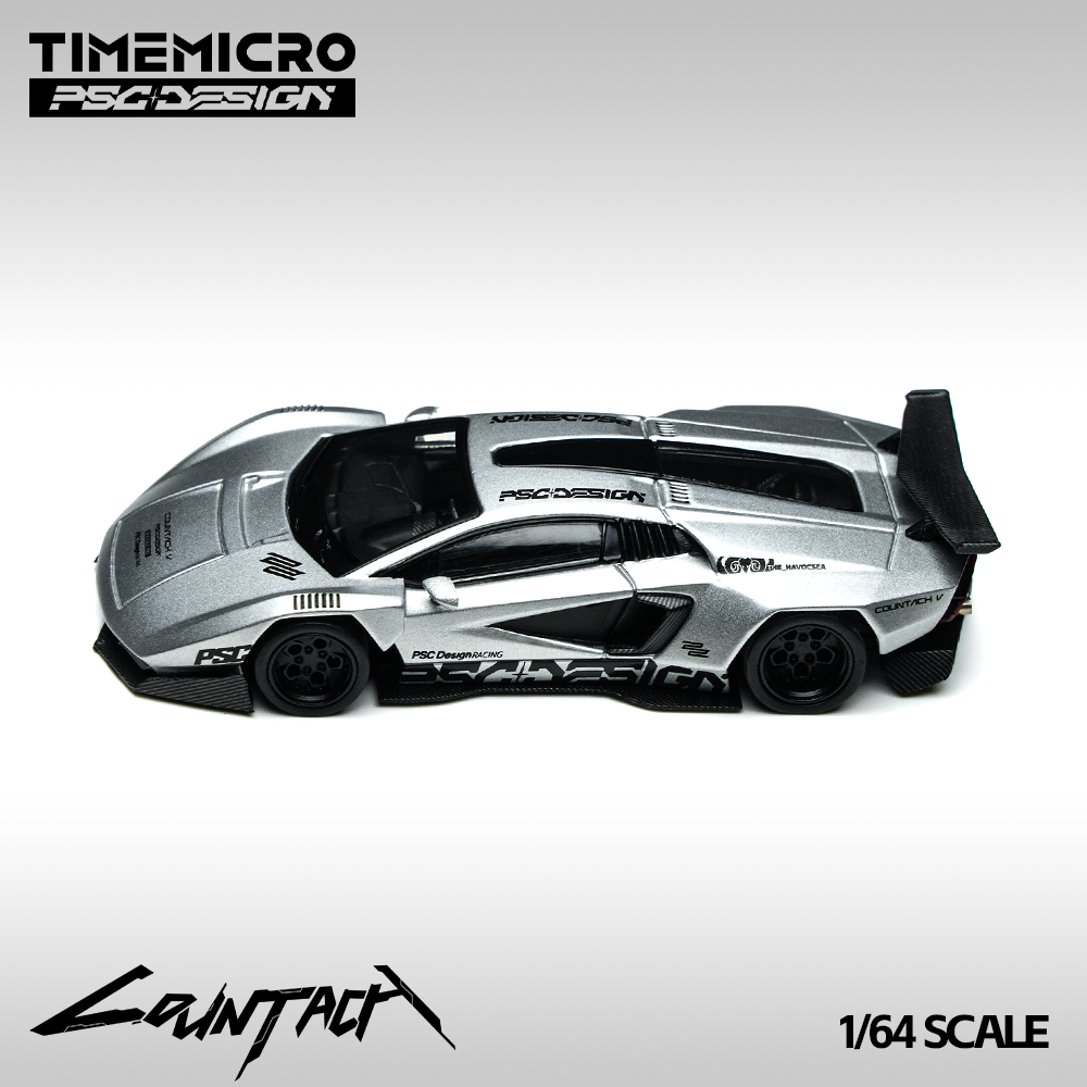 Time Micro X PSC Design 1:64 Lamborghini Countach V Engineer Silver Bullet Edition in Premium Box Packaging