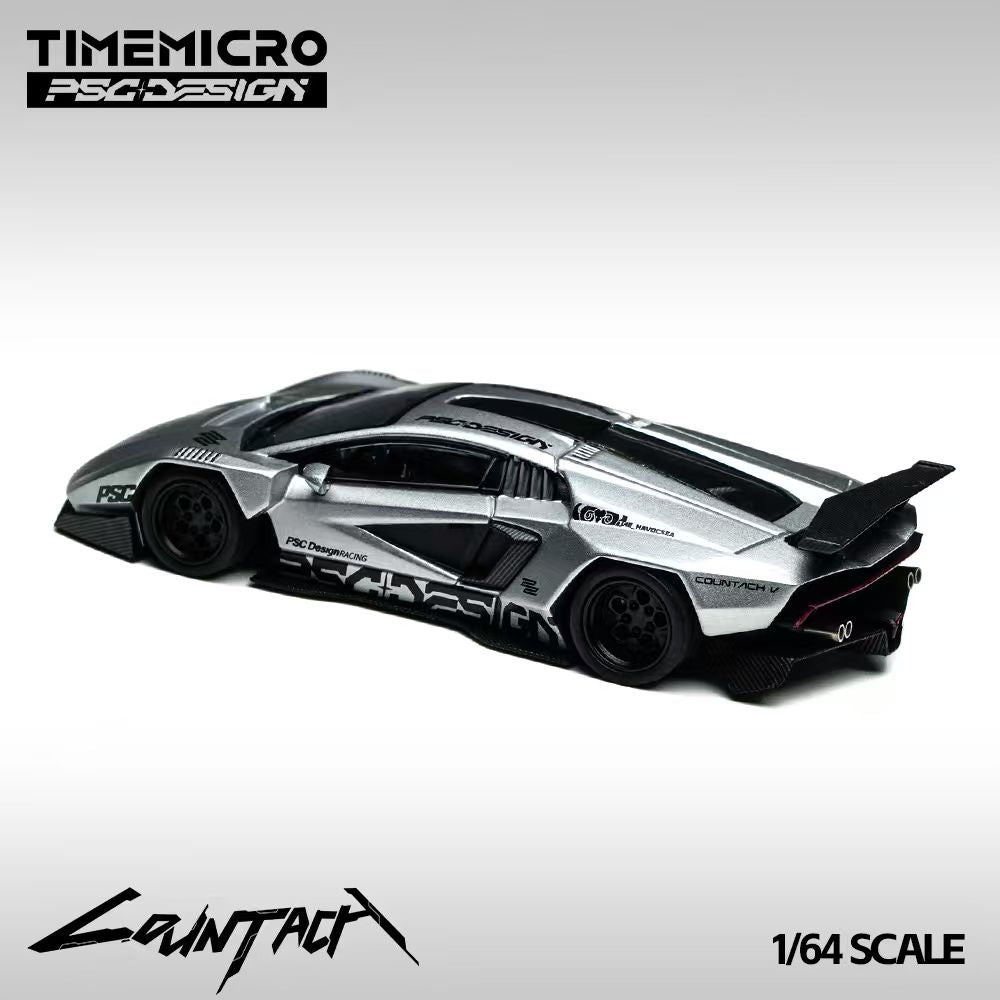 Time Micro X PSC Design 1:64 Lamborghini Countach V Engineer Silver Bullet Edition in Premium Box Packaging