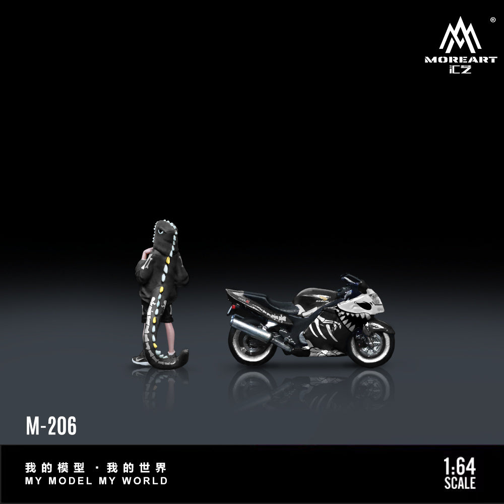 MoreArt 1:64 Honda CBR 1100XX (Skeleton Rexy) Bone Transforming Tyrannosaurus Motorcycle Doll Set (1 Motorcycle + 1 Figure)