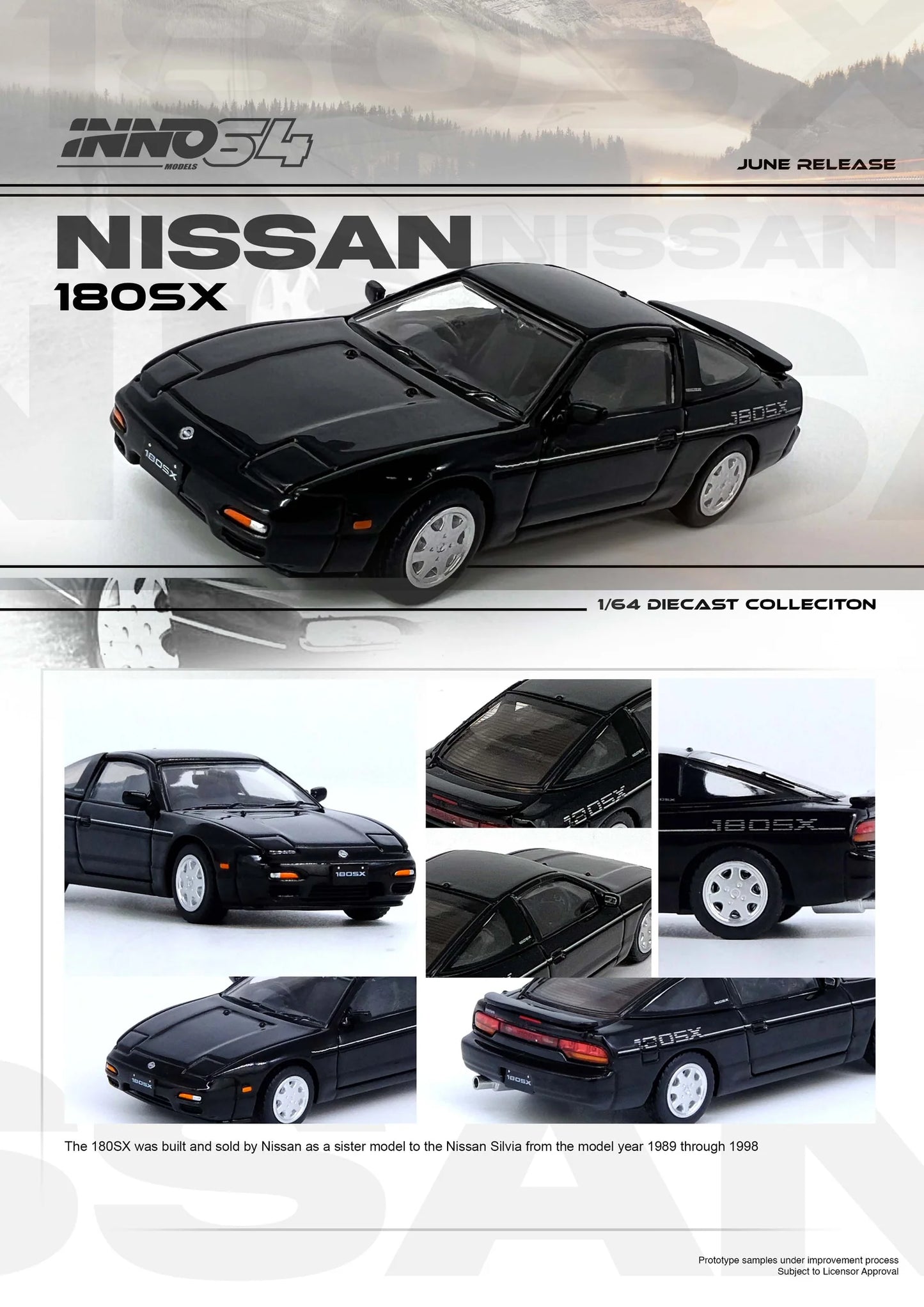 INNO64 1:64 Nissan 180SX Black (IN64-180SX-BLA)