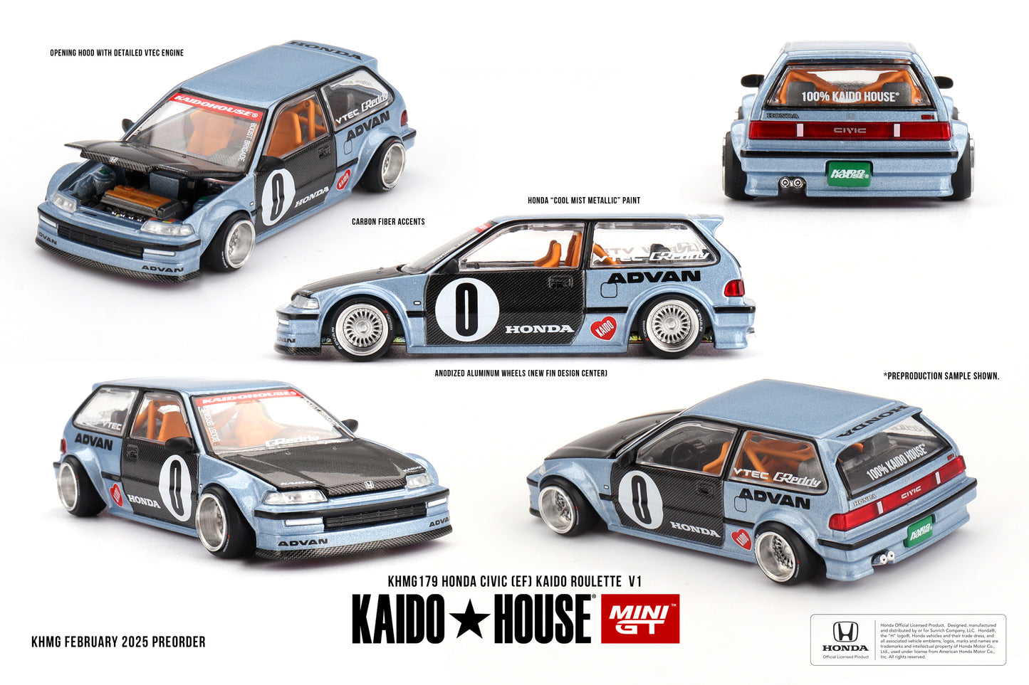 Mini GT 1:64 Honda Civic (EF) Kaido Roulette V1 KaidoHouse (KHMG179)