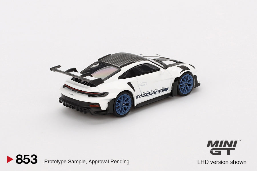 Mini GT 1:64 Porsche 911 (992) GT3 RS Weissach Package White with Indigo Blue (MGT00853-CH)