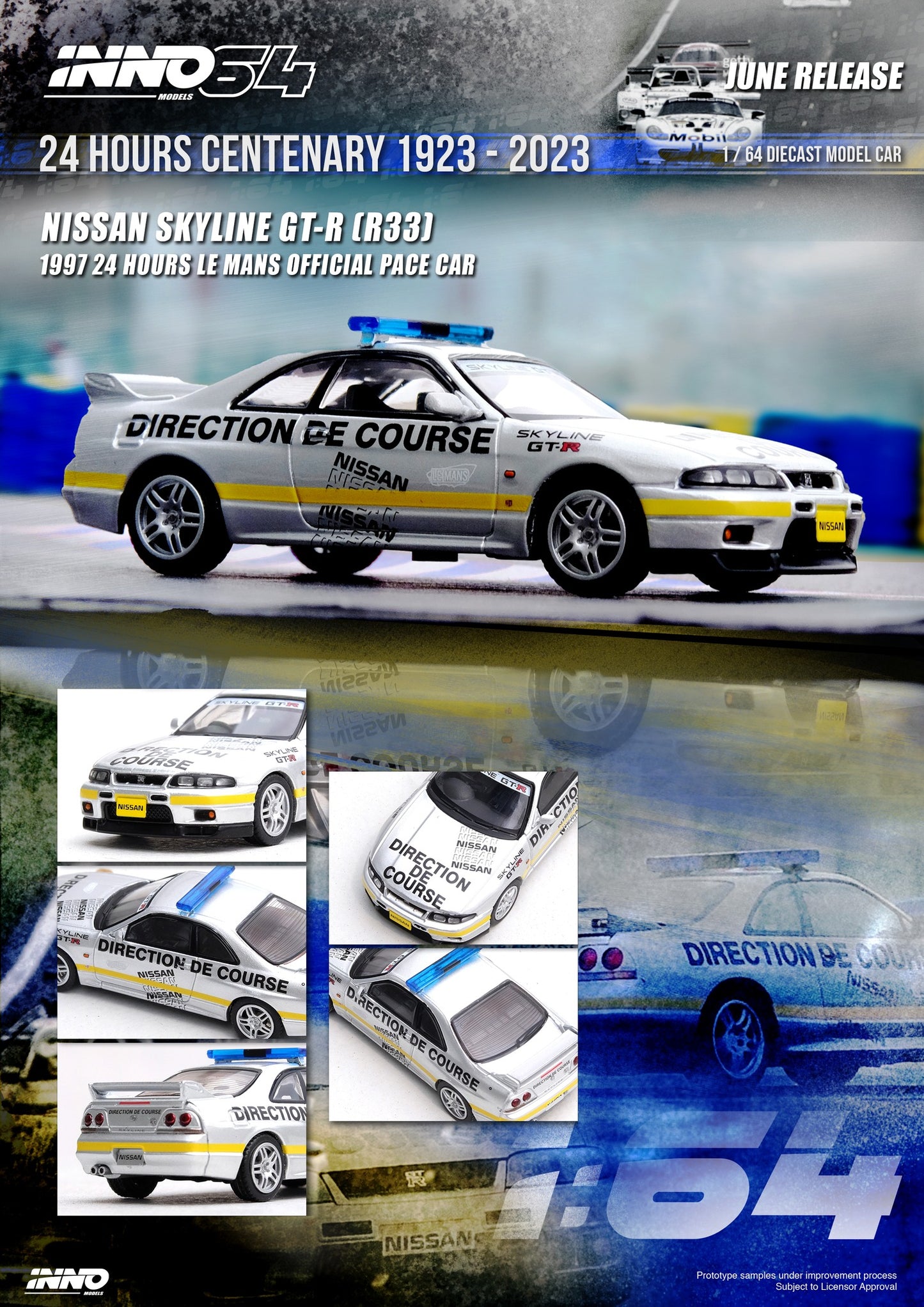 INNO64 1/64 NISSAN SKYLINE GT-R (R33) 24 Hours Le Mans 1997 Official Pace Car