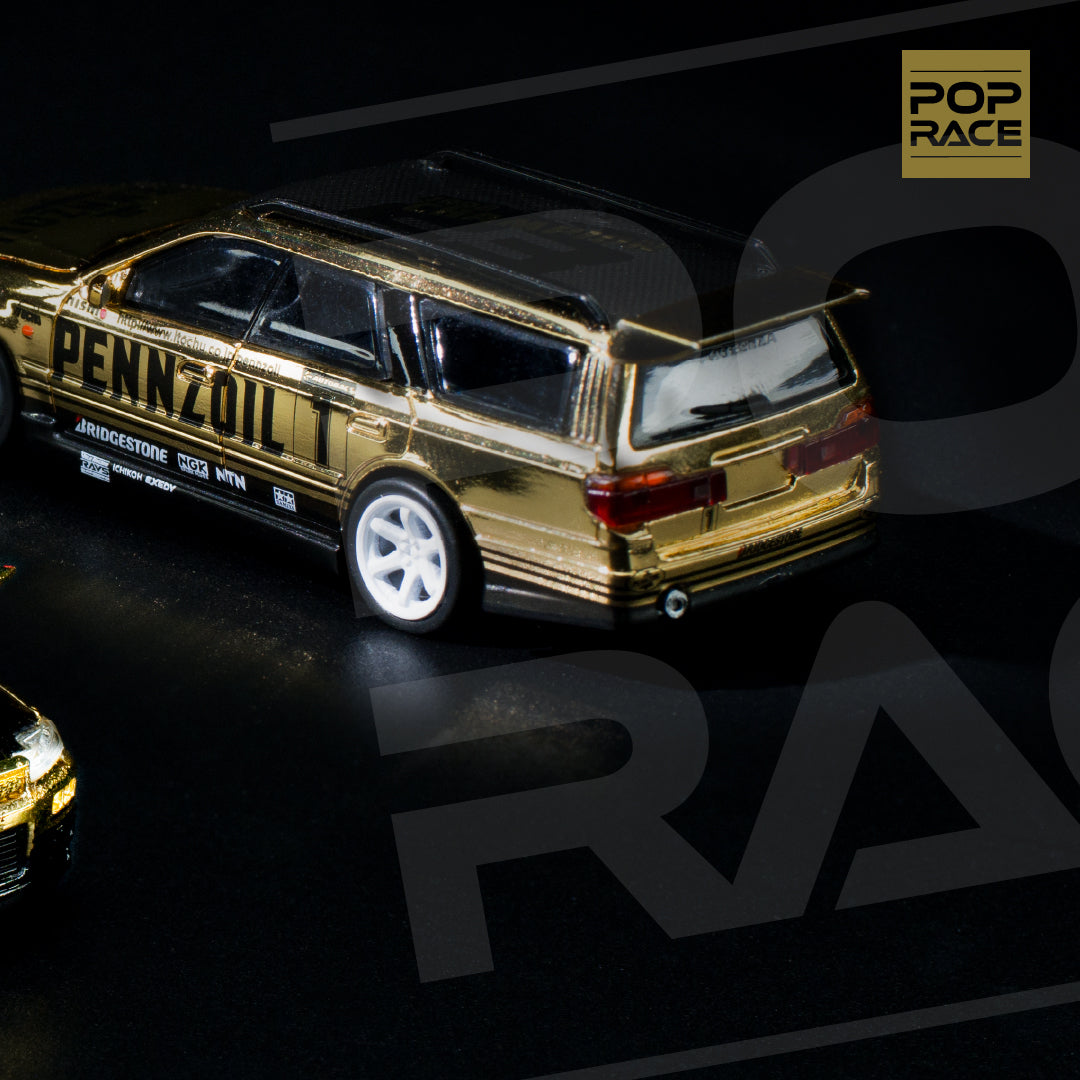 Pop Race 1/64 Nissan Stagea Gold Chrome (PR640057)