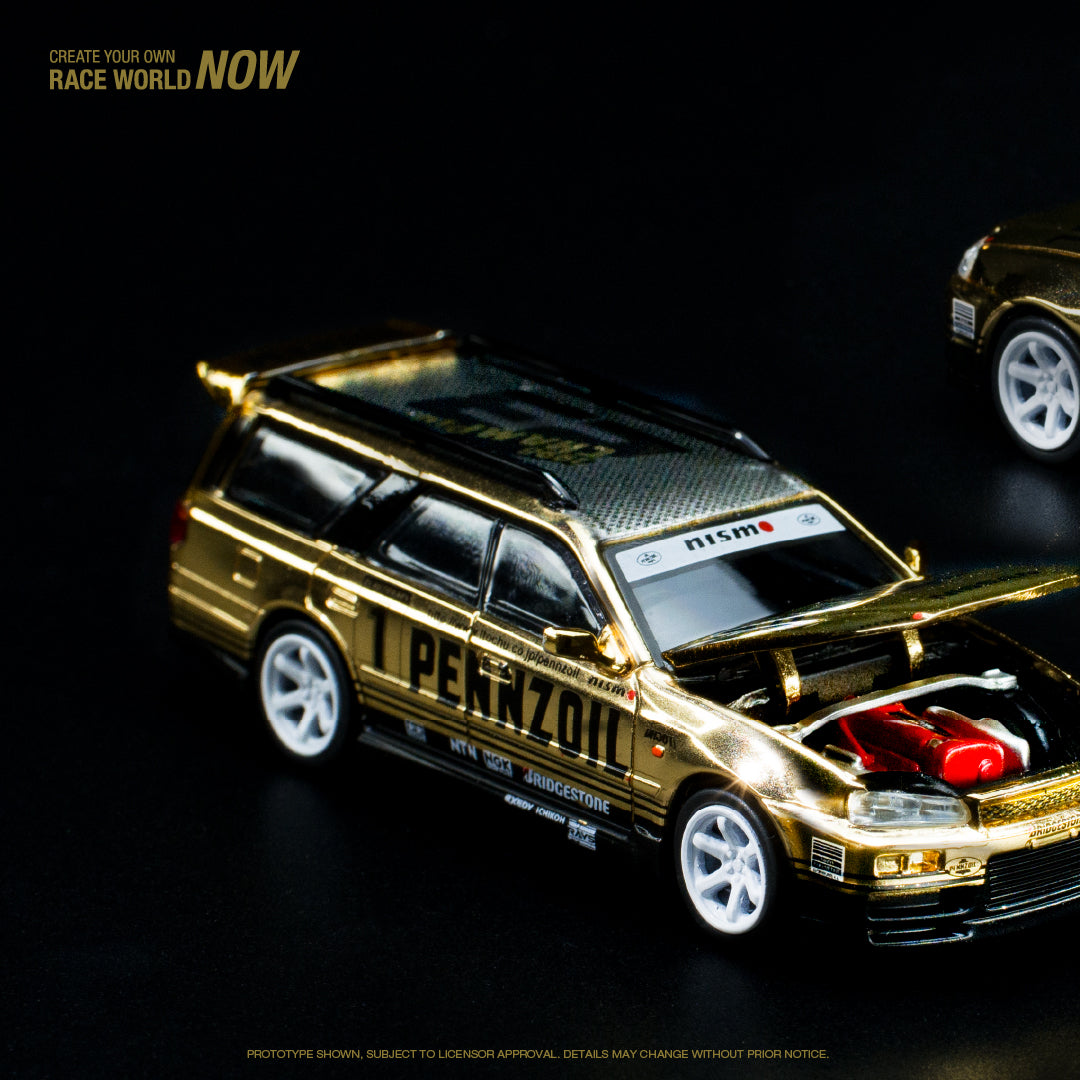 Pop Race 1/64 Nissan Stagea Gold Chrome (PR640057)