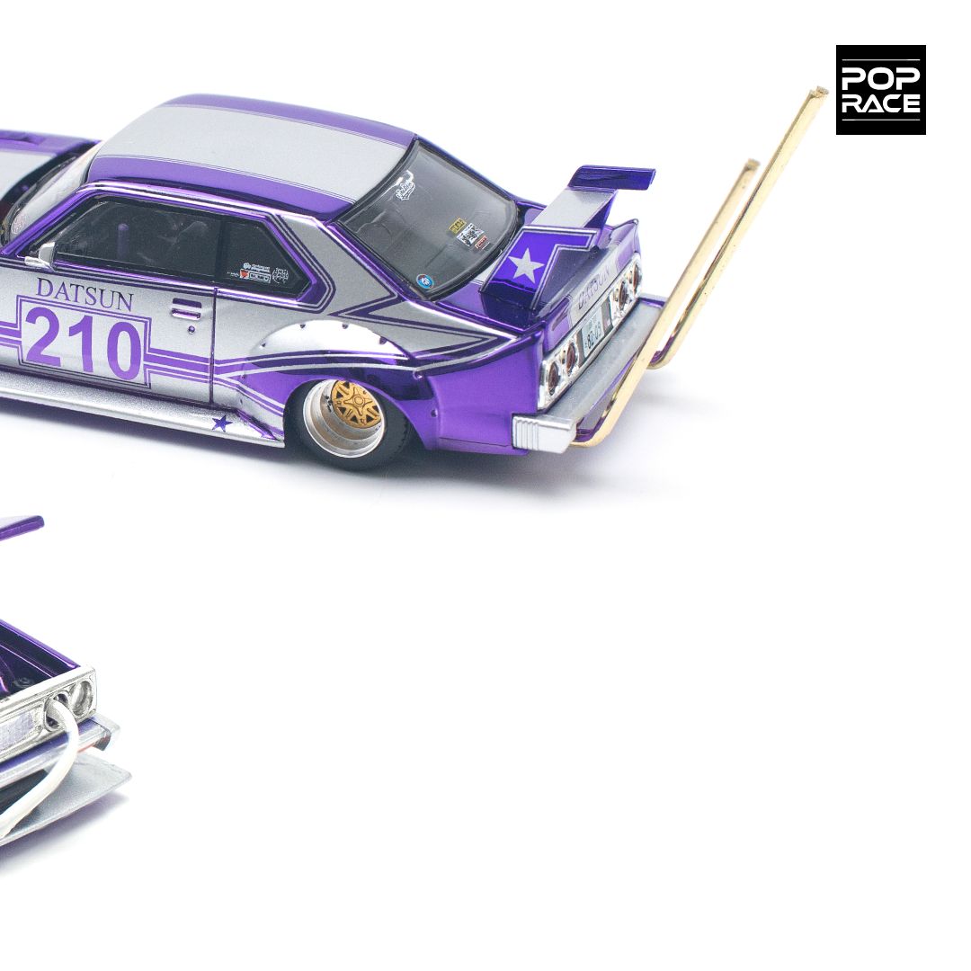 Pop Race 1:64 Nissan Skyline C210 KAIDO Racer Bosozoku Style - Purple Chrome Silver Opening Front and Rear Detailed Engine (PR640107)