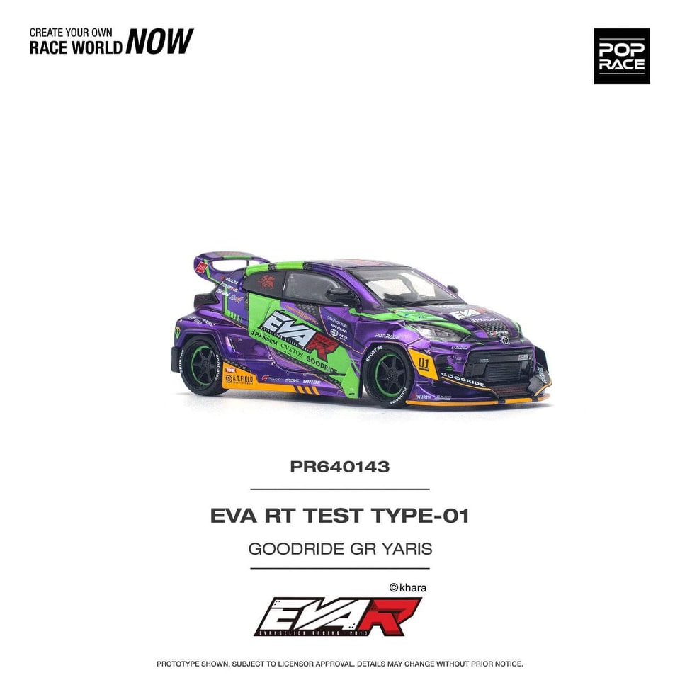 Pop Race 1:64 Toyota EVA RT Test Type-01 Goodride GR Yaris Pandem Rocket Bunny Custom Chrome Purple (PR640143)