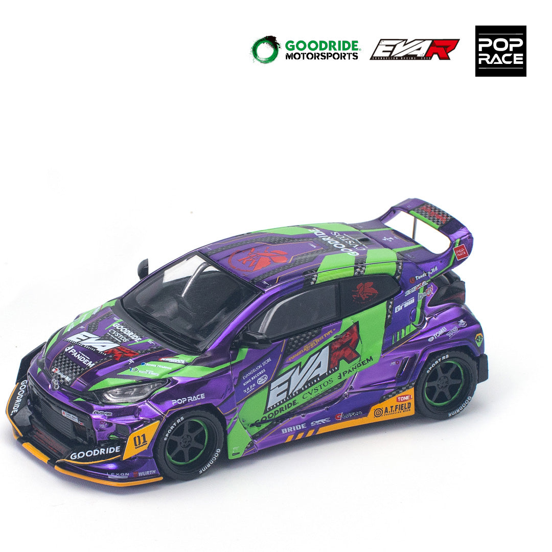 Pop Race 1:64 Toyota EVA RT Test Type-01 Goodride GR Yaris Pandem Rocket Bunny Custom Chrome Purple (PR640143)