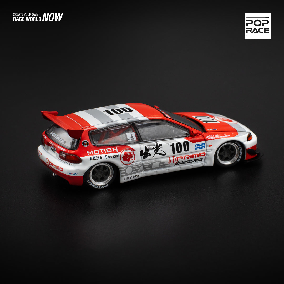 Pop Race 1:64 Honda PANDEM CIVIC EG6 v1.5 Idemitsu Motion Infinite Opening Front Detailed Engine (PR640212)